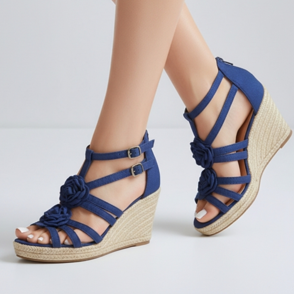 Cato Blue Wedge Sandals Size 10M - Picture 2 of 11